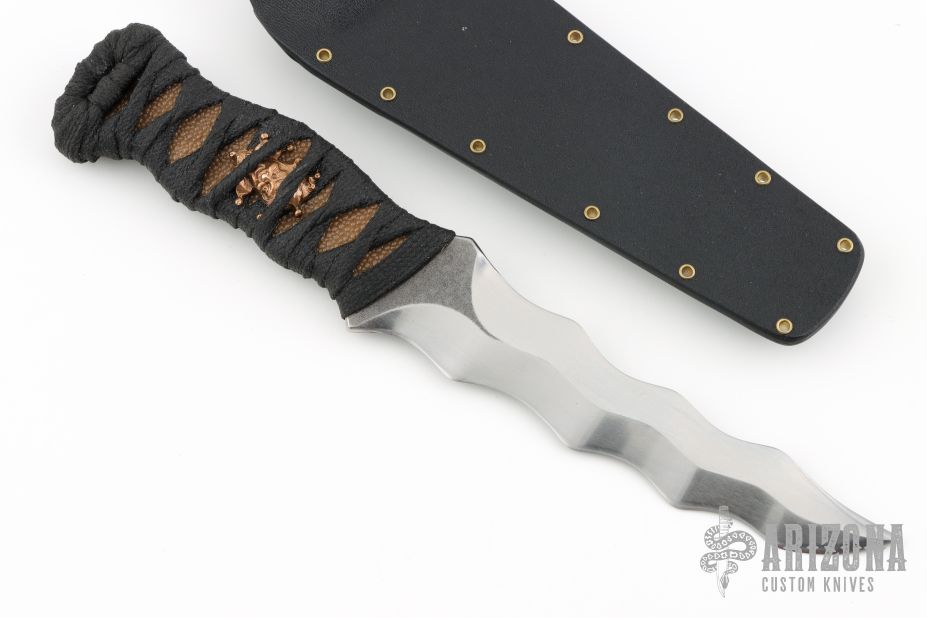 Kris - Hand Ground Kris Blade - Tsuka Wrapped Rayskin Handle w/ Brass ...