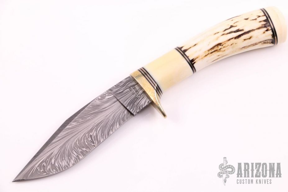 Feather Damascus Hunter - Arizona Custom Knives