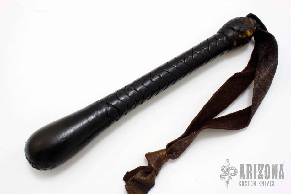 9" Black Leather Springloaded Blackjack w/ Strap