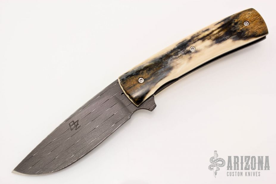 "FR" Linerlock Flipper - Damascus and Mammoth