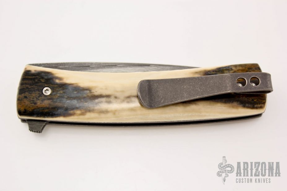 "FR" Linerlock Flipper - Damascus and Mammoth