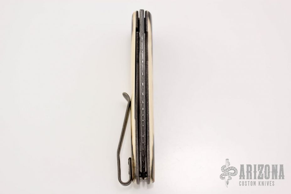 "FR" Linerlock Flipper - Damascus and Mammoth