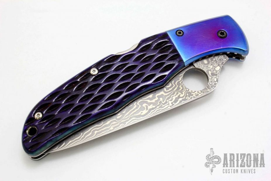 C10JBBP2 Endura Damascus Blue Jigged Bone Arizona Custom Knives