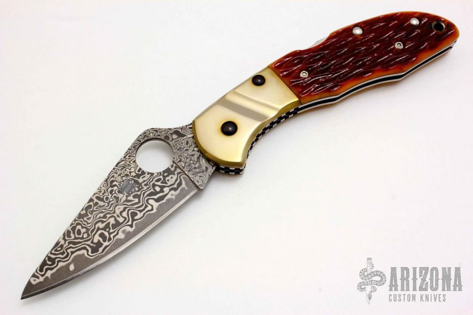 C11JBB Delica Damascus - Burnt Jigged Bone