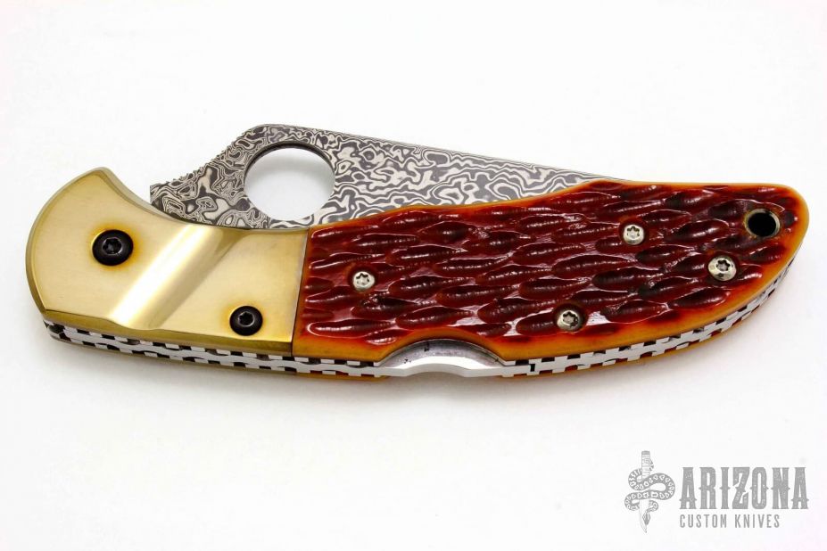 C11JBB Delica Damascus - Burnt Jigged Bone