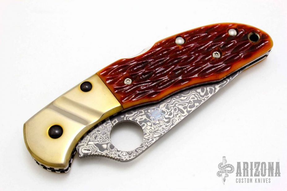 C11JBB Delica Damascus - Burnt Jigged Bone