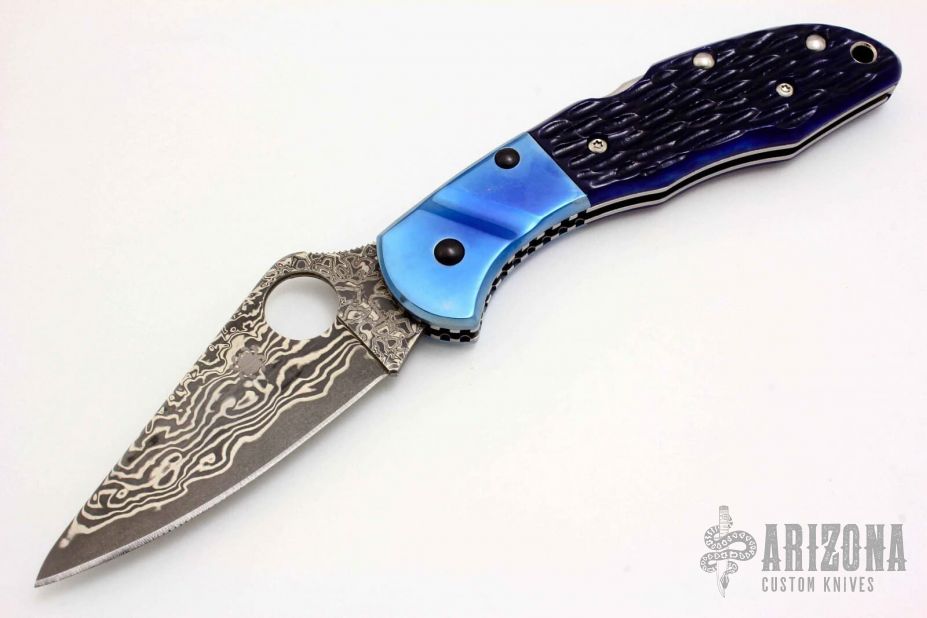 C11JBOP Delica Damascus - Blue Jigged Bone