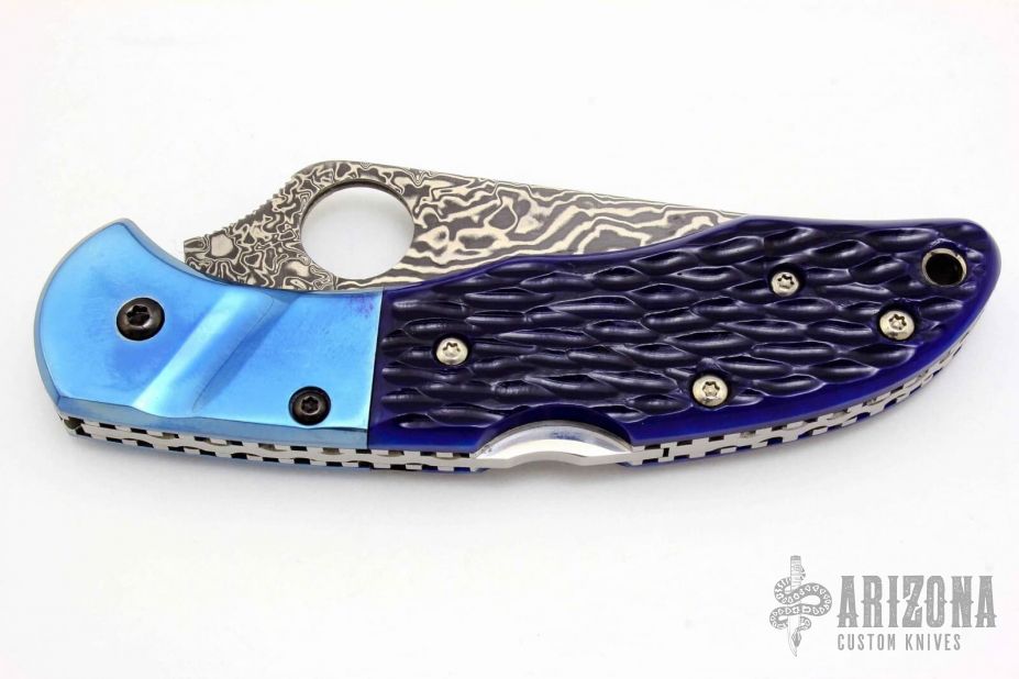 C11JBOP Delica Damascus - Blue Jigged Bone