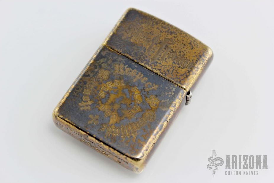 Custom Zippo - Crusader Shield/Dog Paw - Arizona Custom Knives