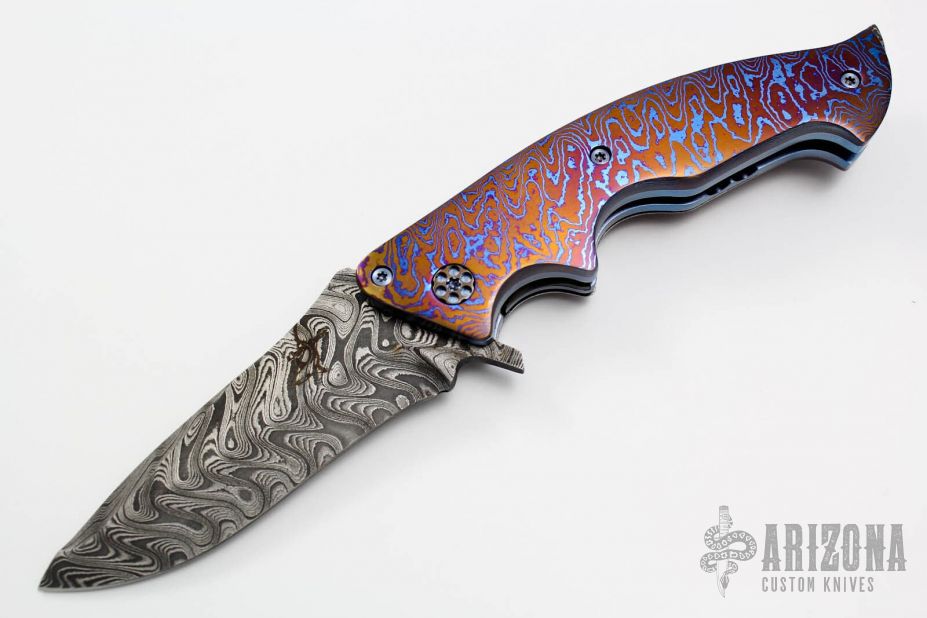 Full Contact Fighter Flipper - Damascus and MokuTi