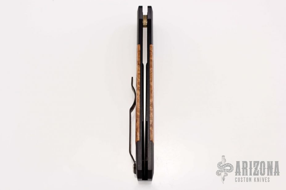 Godfather 906 - Black Handle / Maple Burl Inlay / Satin Plain Edge