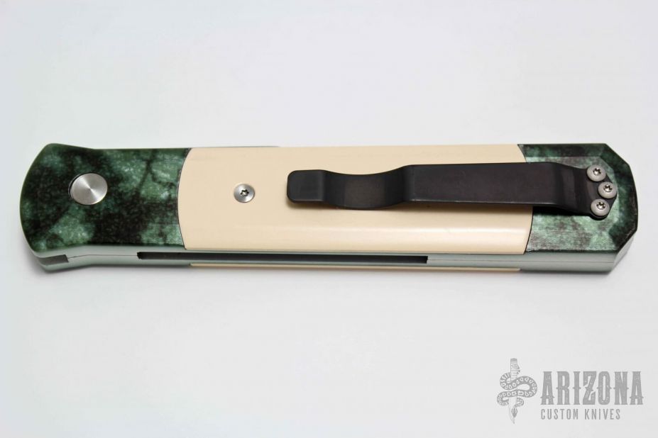 Godfather 910 E.J. - Emerald Jazz Handle / Ivory Micarta Inlays / Satin Blade