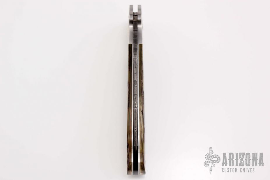 Gold Miner's Lockback - Damascus and Mammoth Ivory