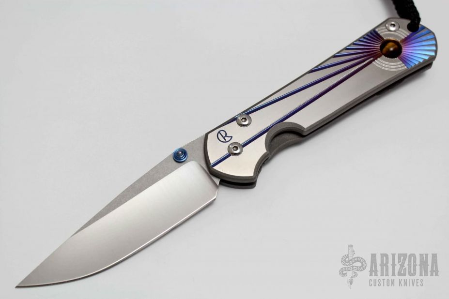 Large Sebenza Classic Unique Graphic - Tiger Eye Inlay