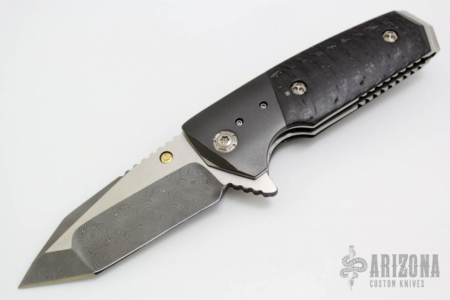 Tank Flipper - Damascus/Zirc/Carbon Fiber