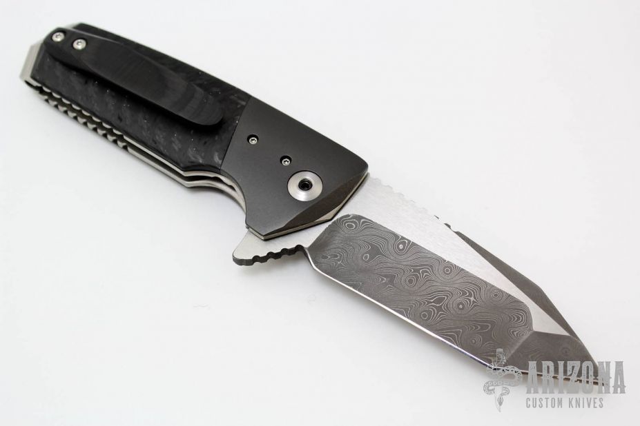 Tank Flipper - Damascus/Zirc/Carbon Fiber