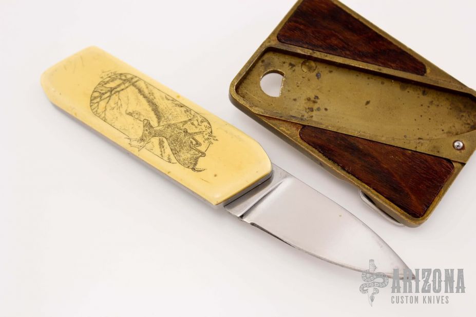 Touche Belt Buckle W/Deer Inlay - Arizona Custom Knives