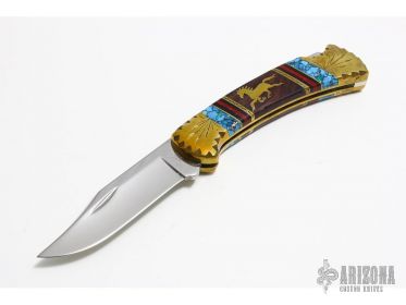 Turquoise Inlay Pocket Buck Knife - Malouf on the Plaza