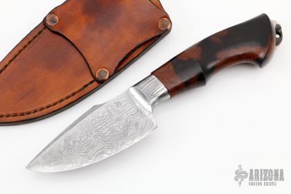 Jan Hafinec Custom Integral Hunter Fixed Blade Curly Maple Handle Damascus  Blade