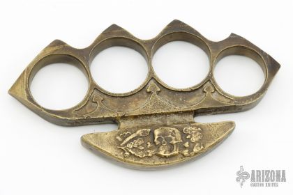 4 Finger Brass Knuckles - Skull Carving - Arizona Custom Knives