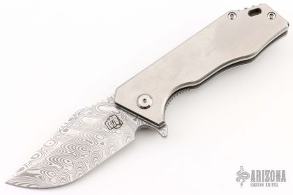 Mini J-Cape Flipper - Damasteel blade and Timascus clip - Arizona