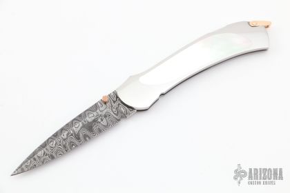 Interframe Lockback - Damascus and MOP - Arizona Custom Knives