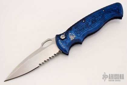 Blackstone Valley Knifeworks Custom Crow Folding Knife 3 Two-Tone 154CM  Blade, Contoured Titanium Handles - KnifeCenter - Discontinued