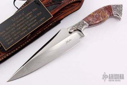 Serrations on fine handmade custom knives by Jay Fisher