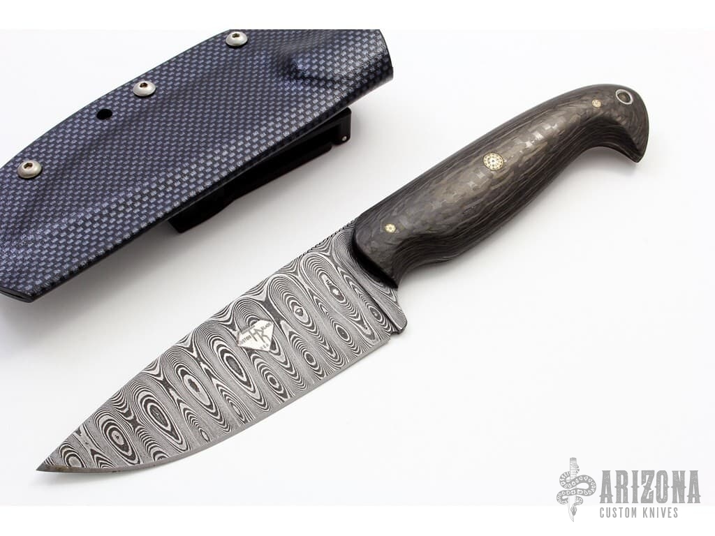 bundt dragt stout Damascus and Carbon Fiber TTKK | Arizona Custom Knives