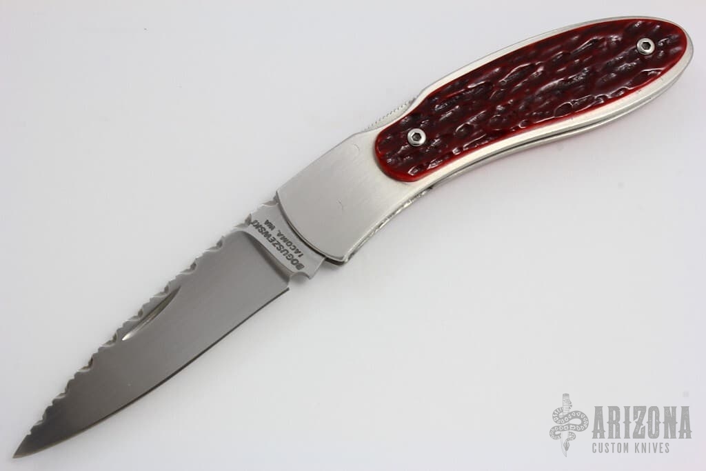 Red Jigged Bone Lockback Arizona Custom Knives