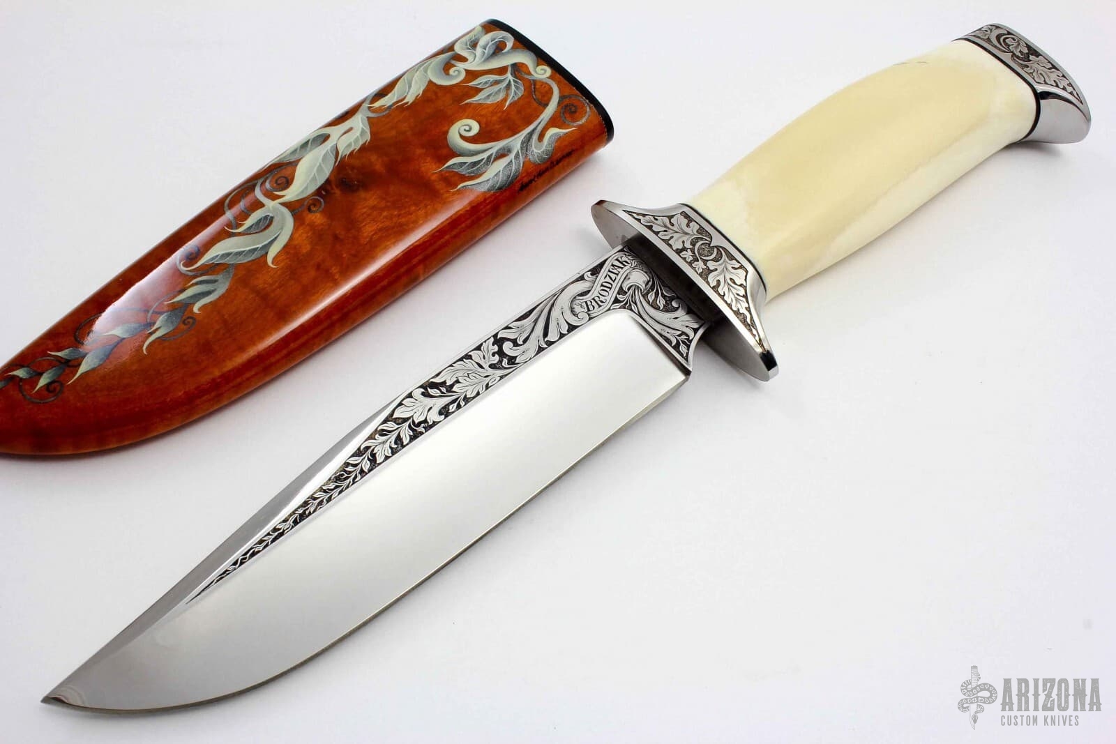 Ivory Fixed Blade Engraved Arizona Custom Knives