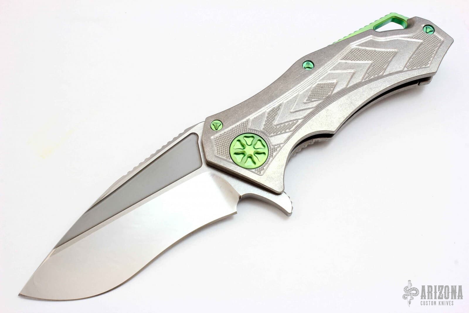 Starlord Mirror/Titanium/Green Hardware Arizona Custom Knives
