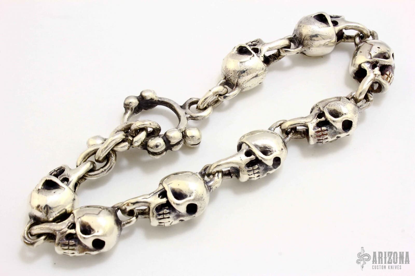Sterling Silver Skull Bracelet Arizona Custom Knives