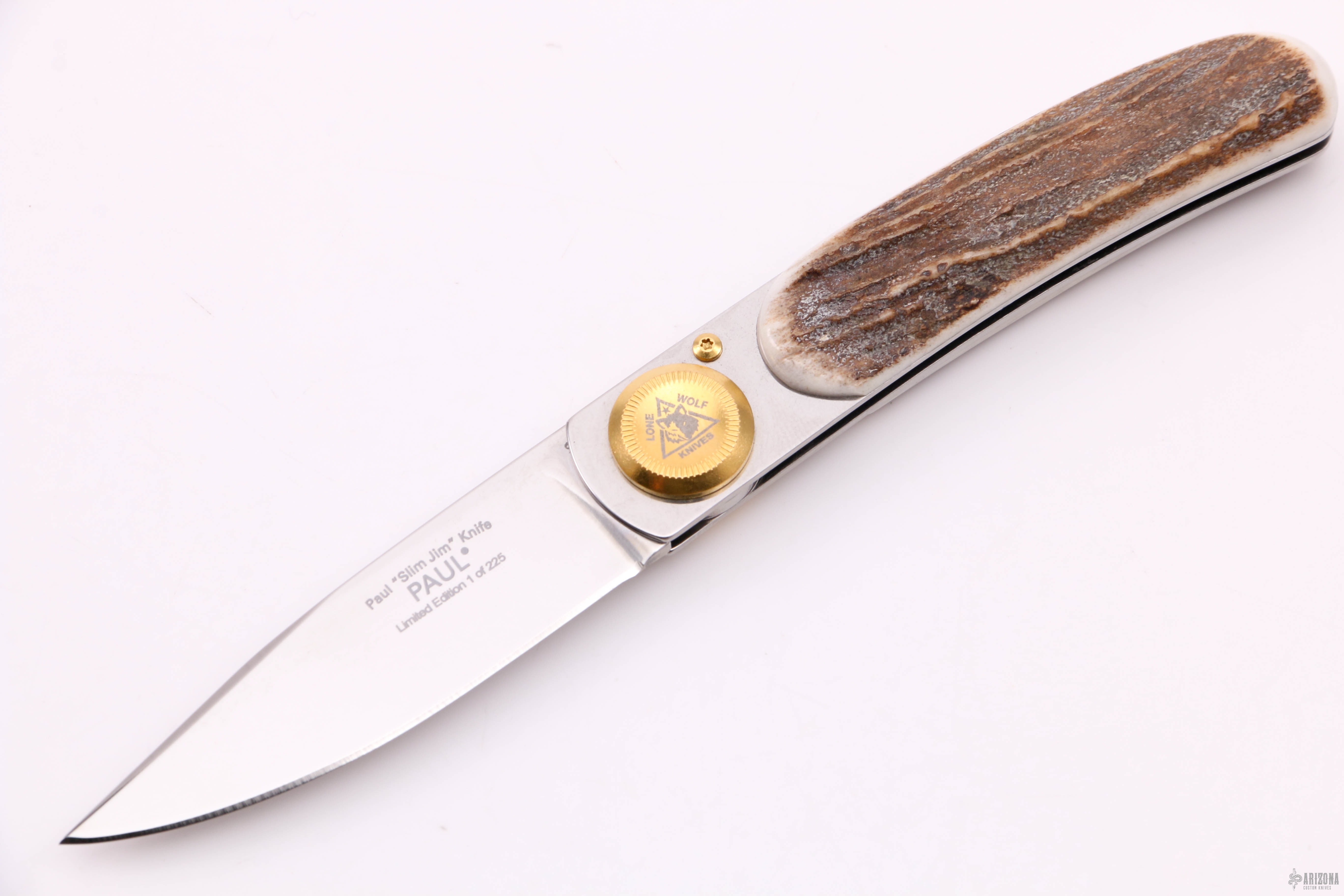 Paul Slim Jim Knife - Sambar Stag - Arizona Custom Knives