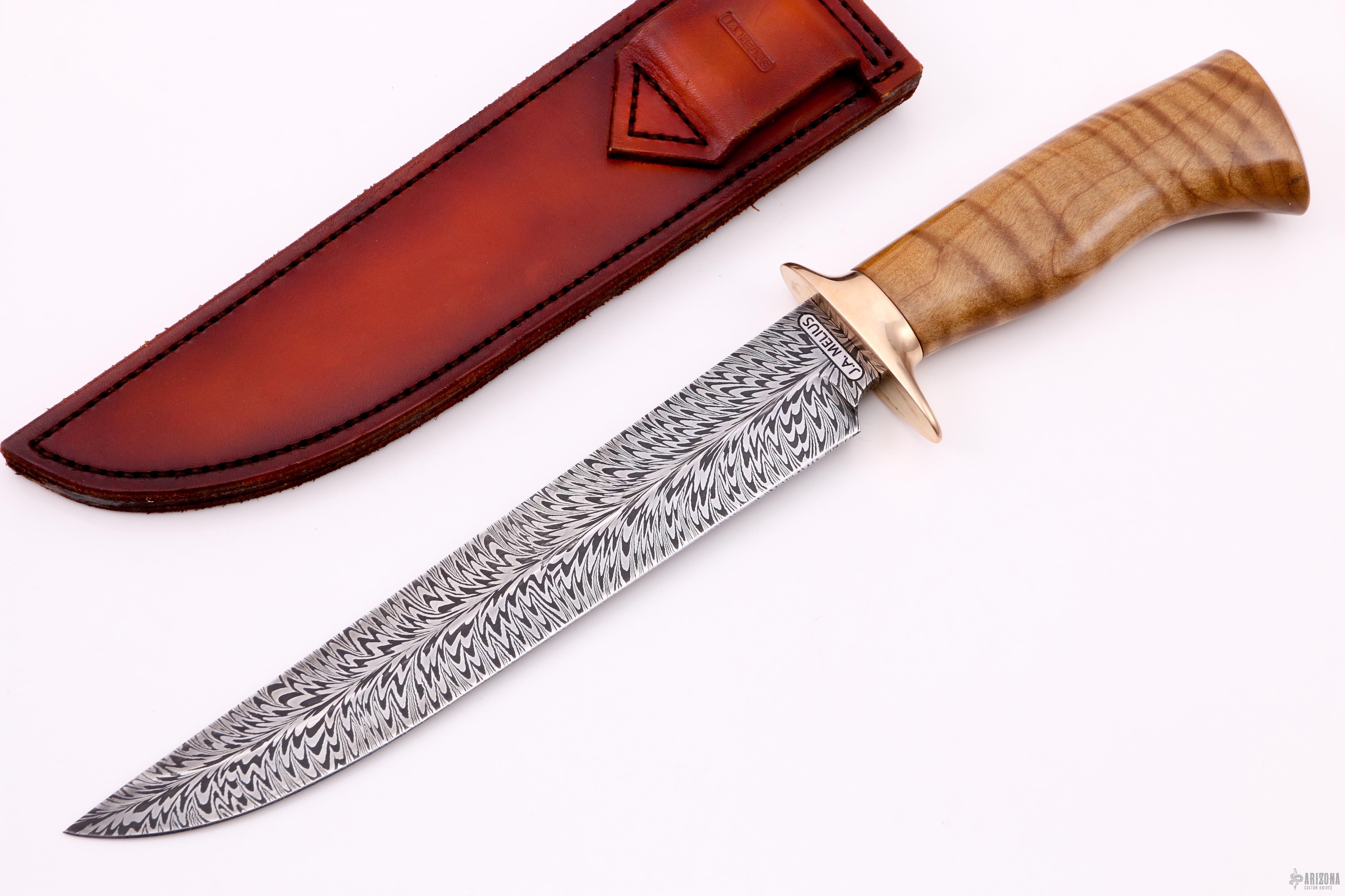 Feather Damascus Hunter Arizona Custom Knives
