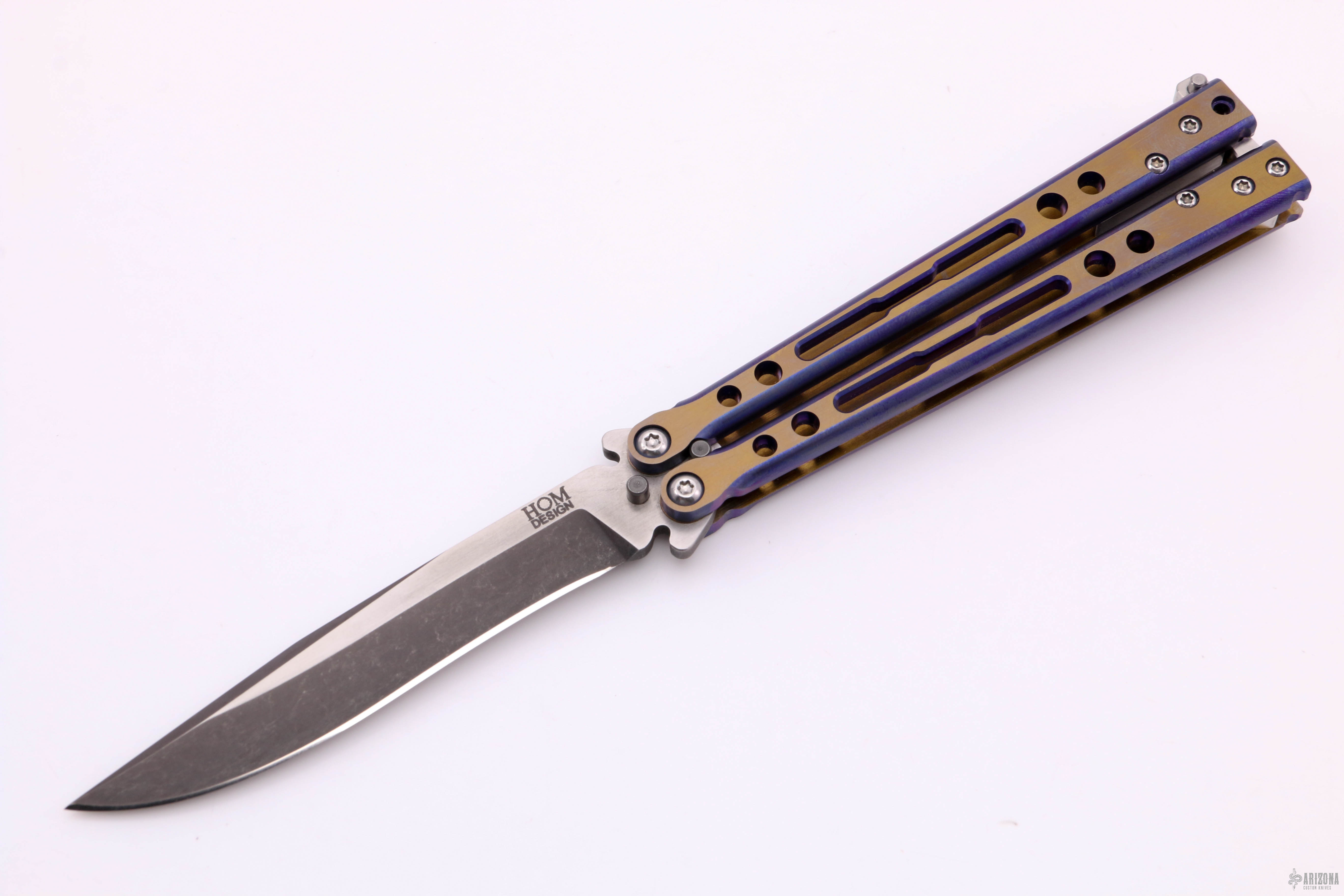 BasiliskR Balisong Titanium Purple/Gold 1 of 50 Arizona Custom