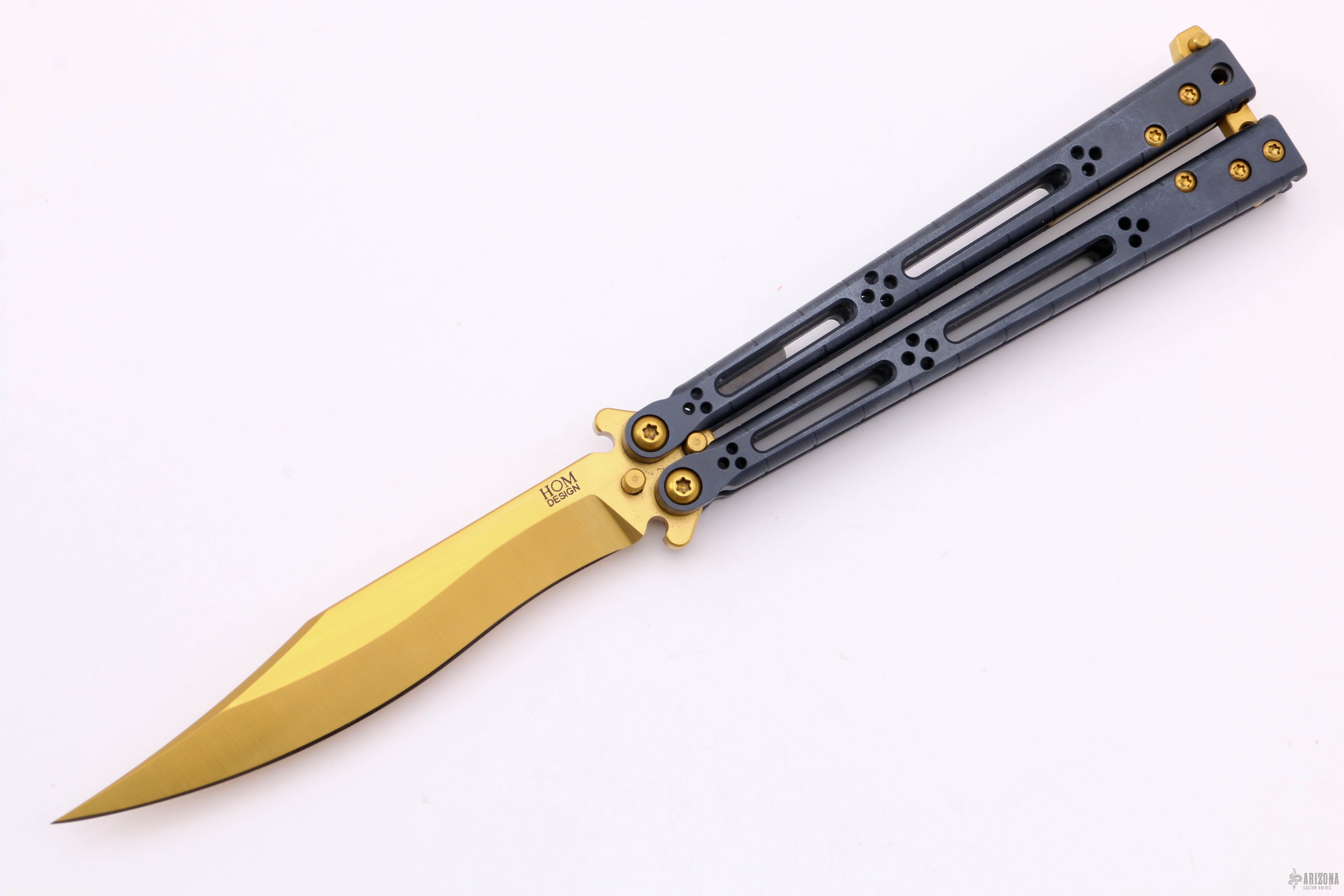 Basilisk Elite Balisong Titanium Gold/Black Arizona Custom Knives