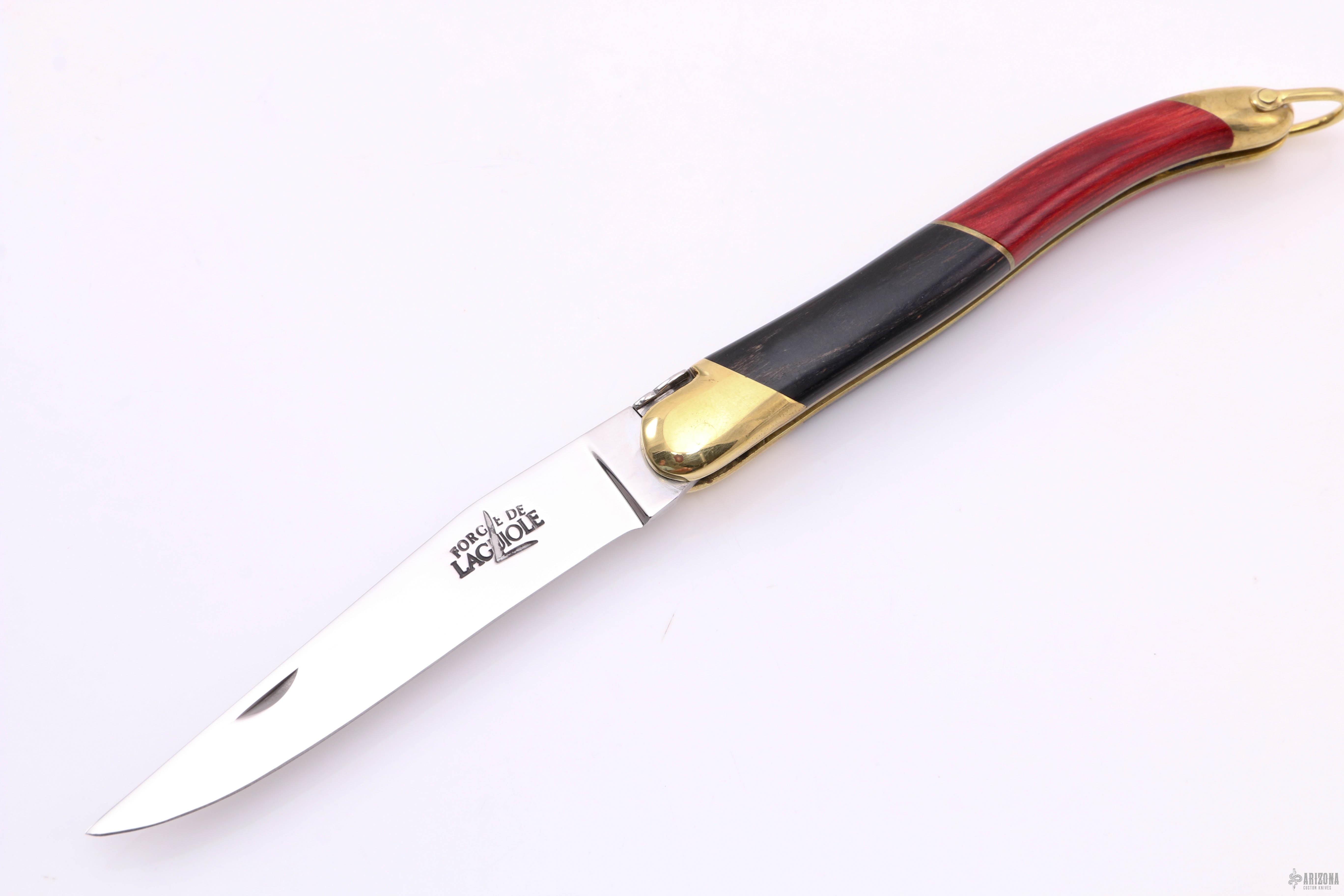 Folding knife w/ Red/Black Wood - Arizona Custom Knives
