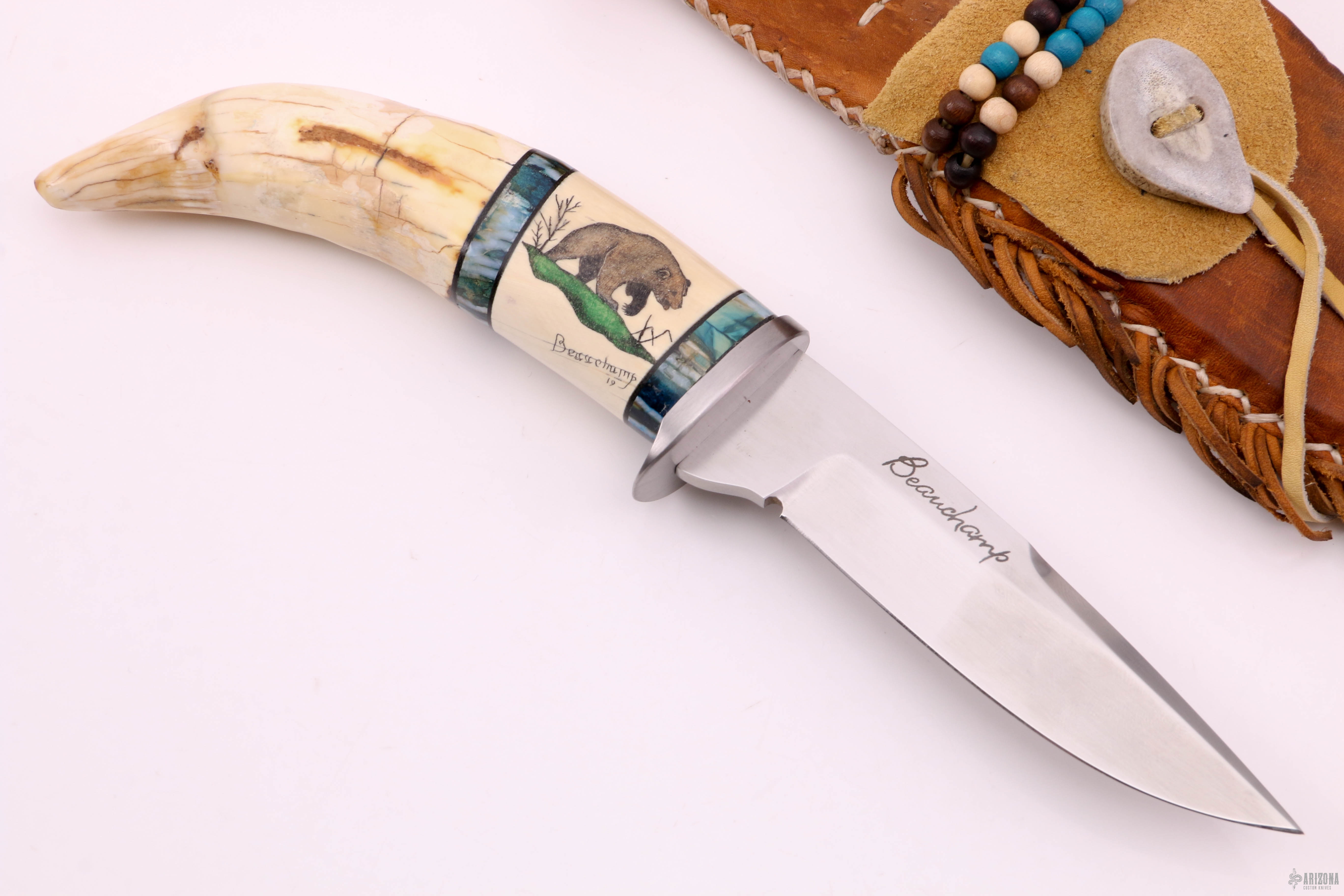 Mule Deer Scrimshawed on DMP Custom Made Knife