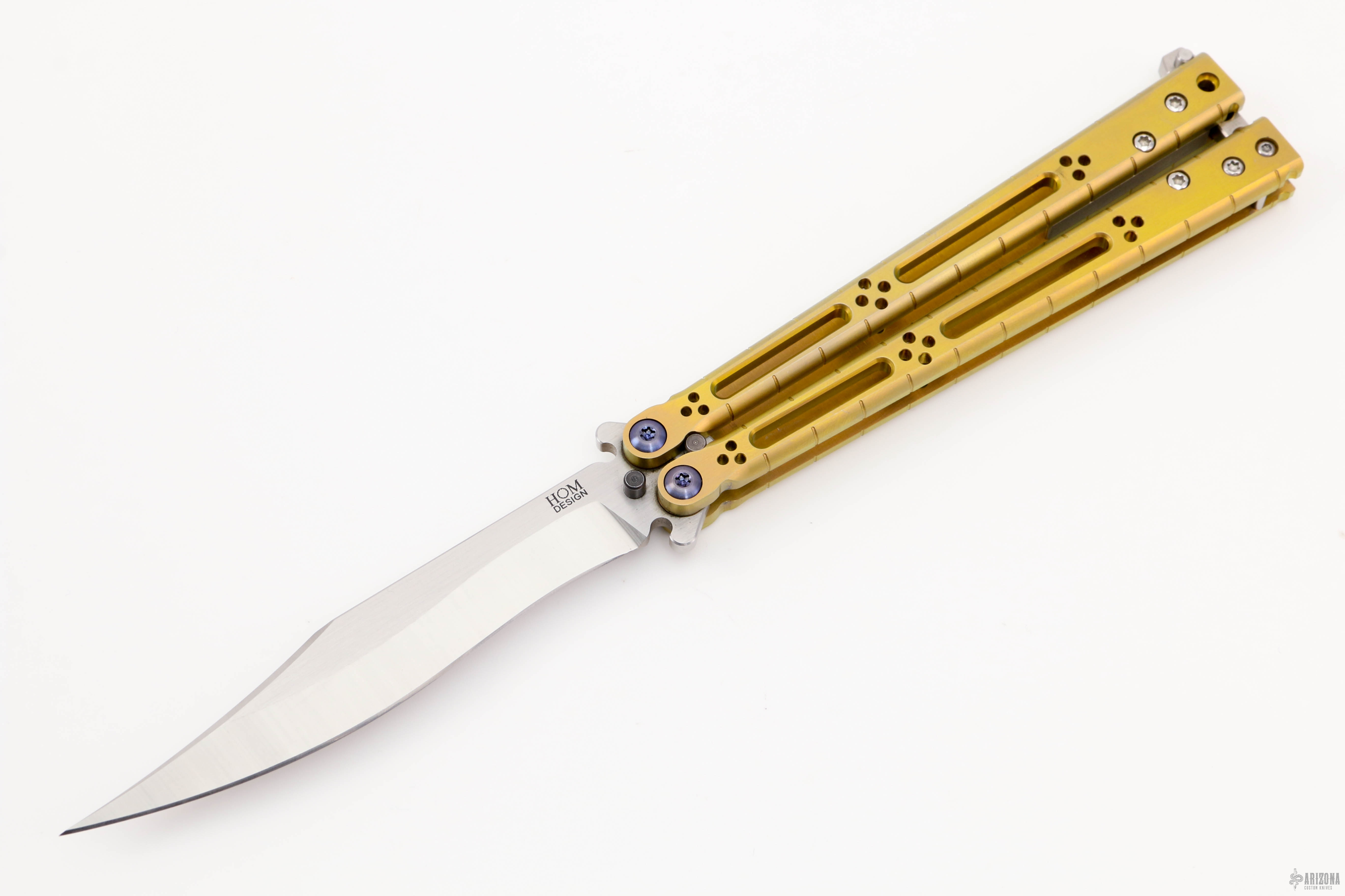 BasiliskR Balisong Titanium Gold Arizona Custom Knives