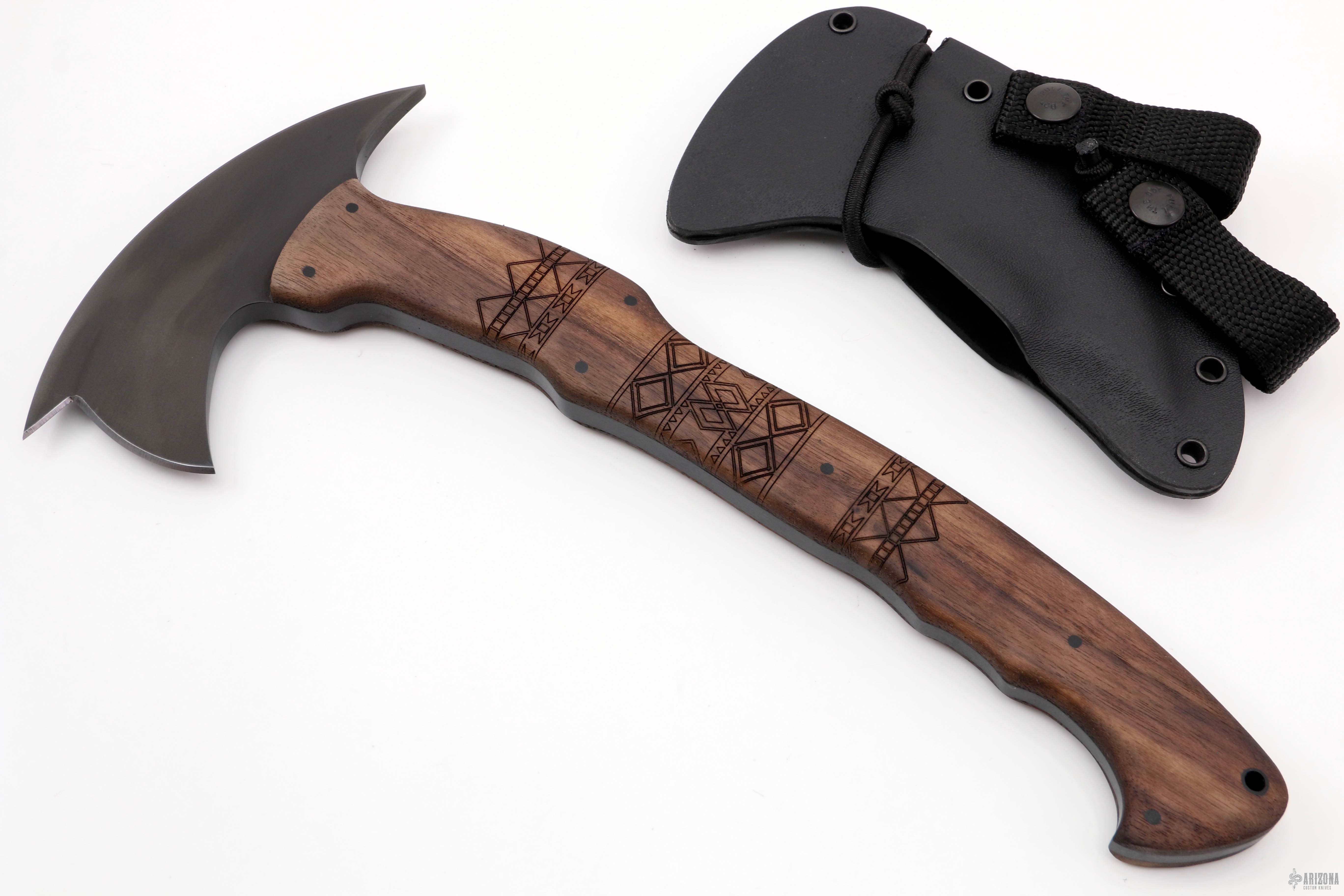RnD Axe Full Size - Walnut Tribal Front Spike - Arizona Custom Knives