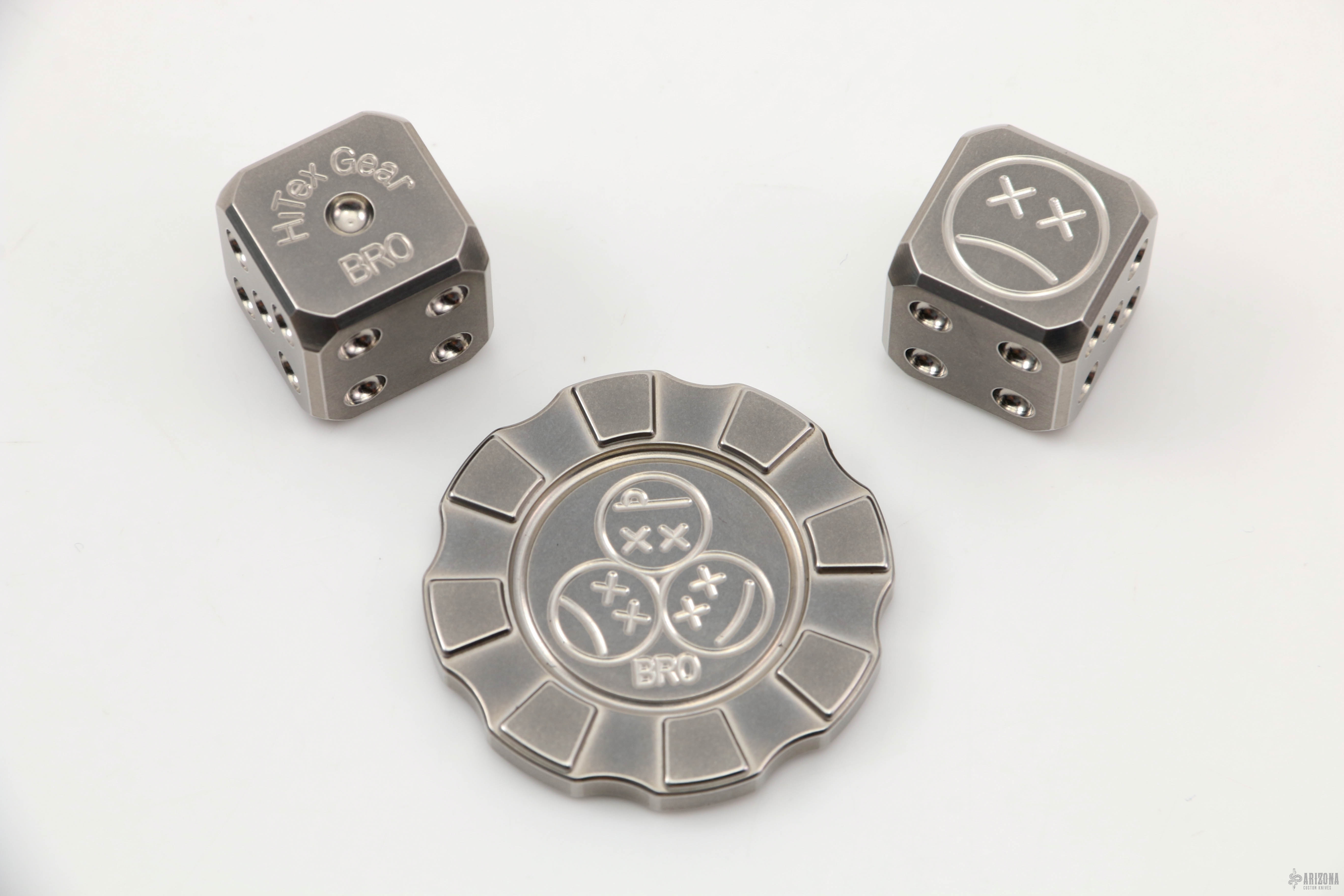 Hitex AFK Titanium Chip and AFK Dice lot - Arizona Custom Knives