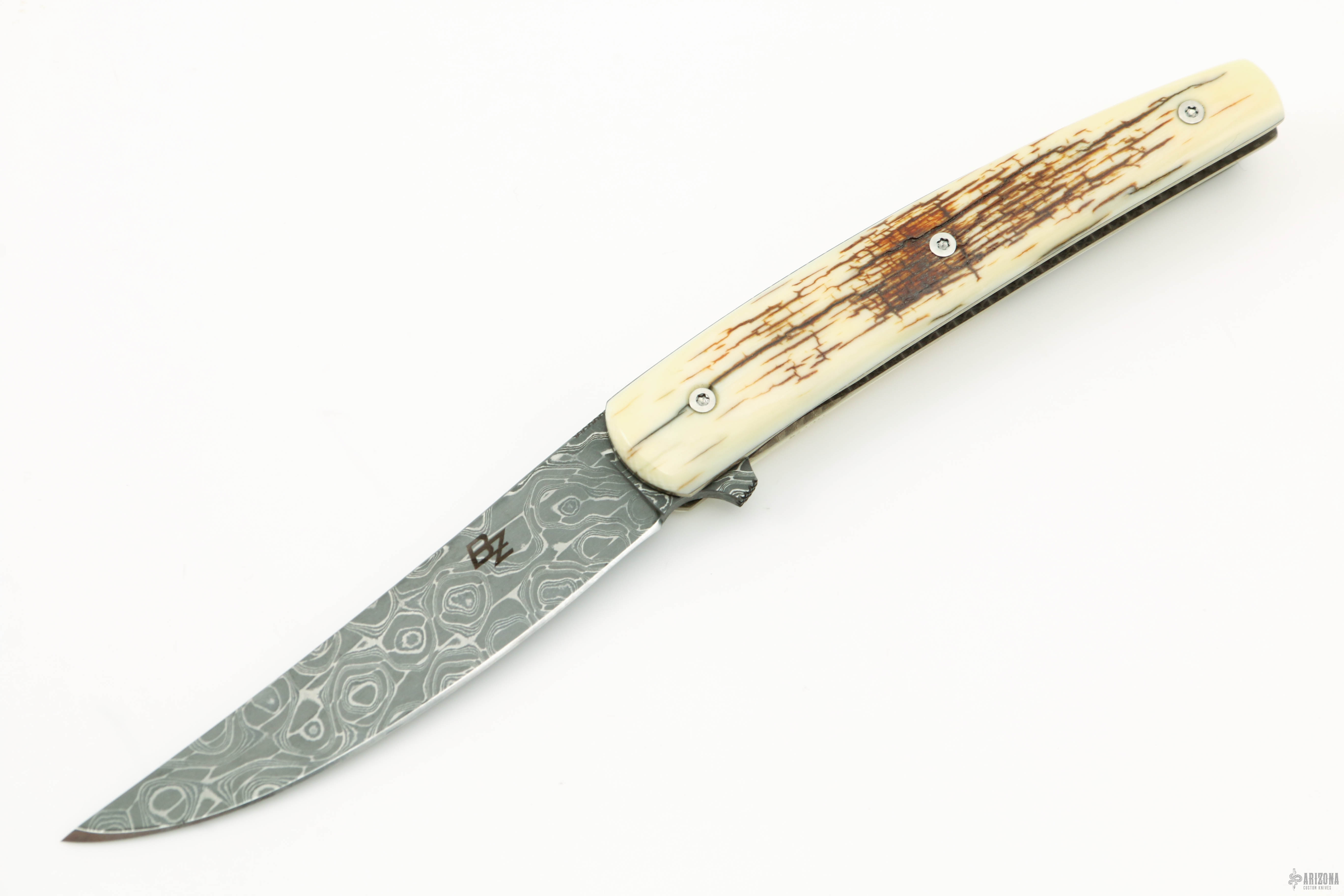 Swayfront Persian Flipper - Damascus and Mammoth Ivory - Arizona Custom ...