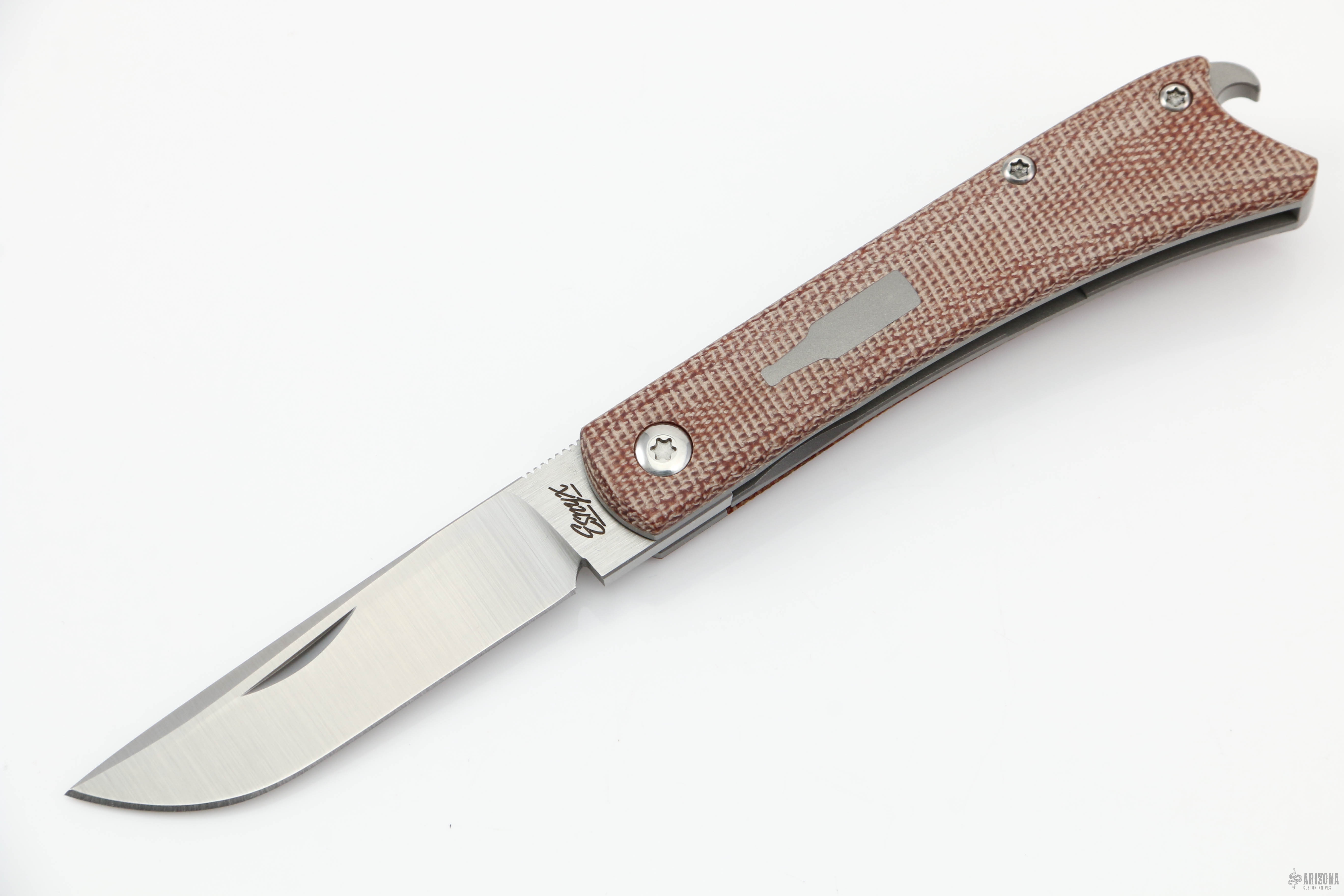 Silver Line Beer Buster Jr. Front Flipper - Brown Micarta/Satin