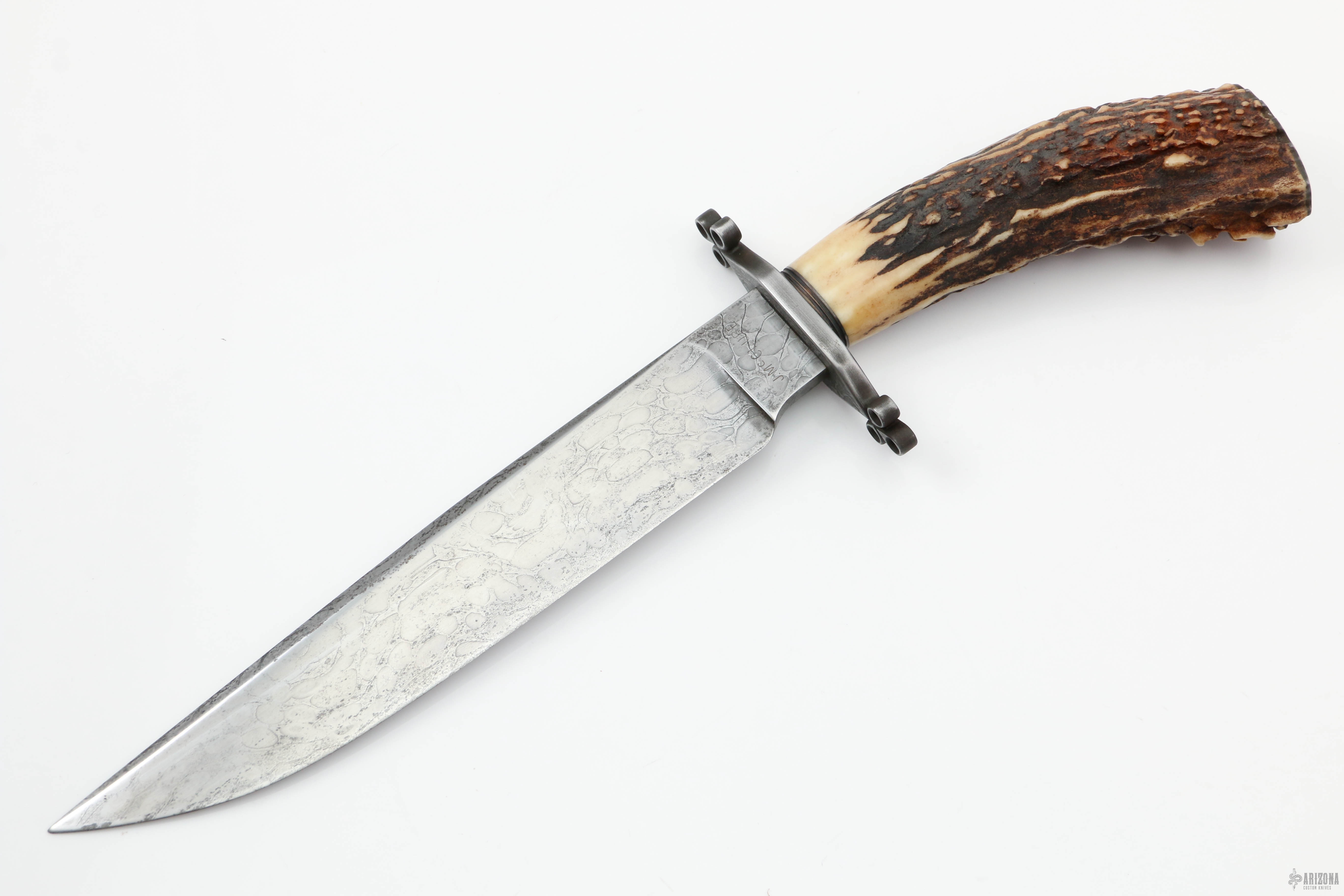 Damascus and Stag Bowie | Arizona Custom Knives