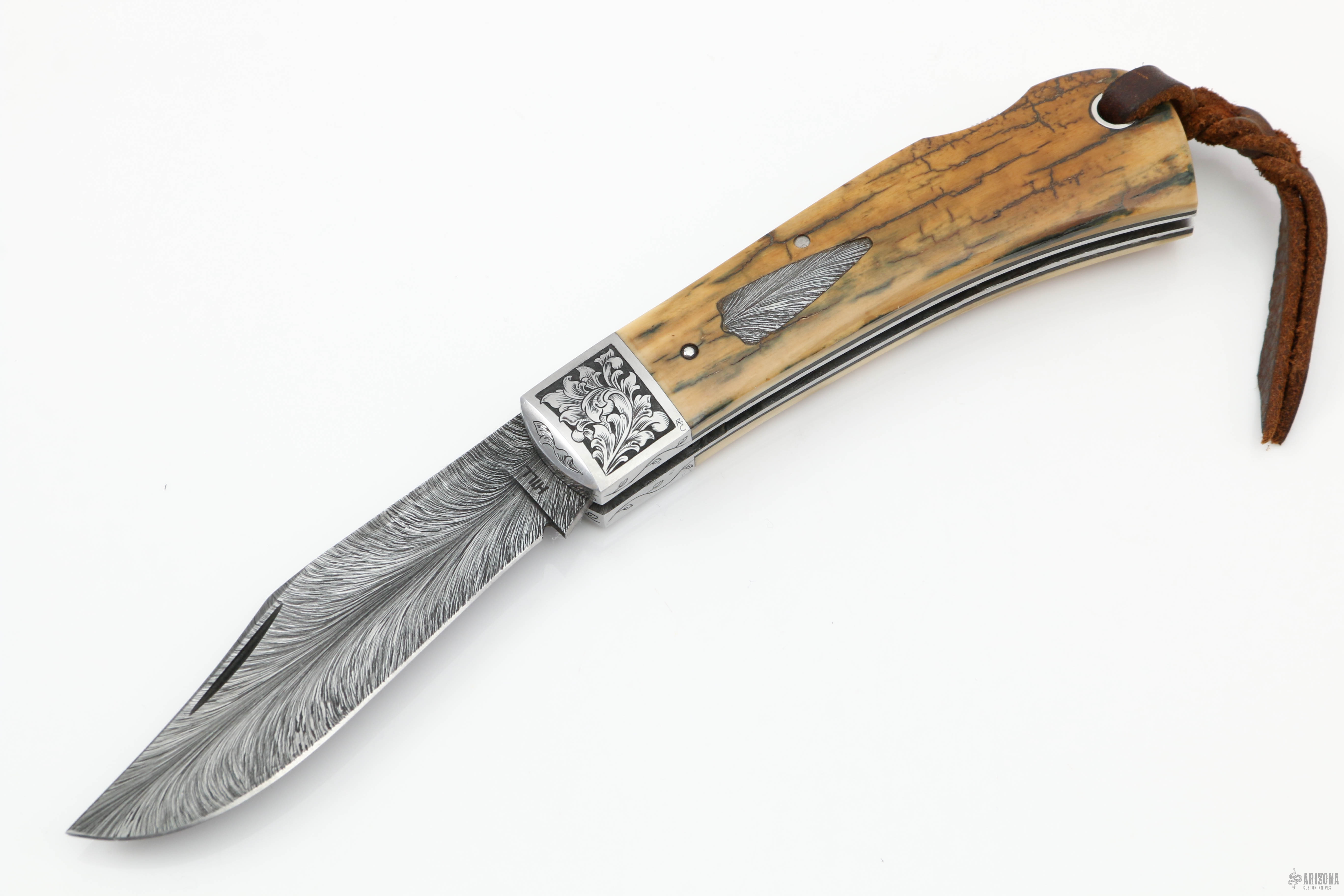 Mammoth Ivory Lockback - Alice Carter Engraving | Arizona Custom Knives