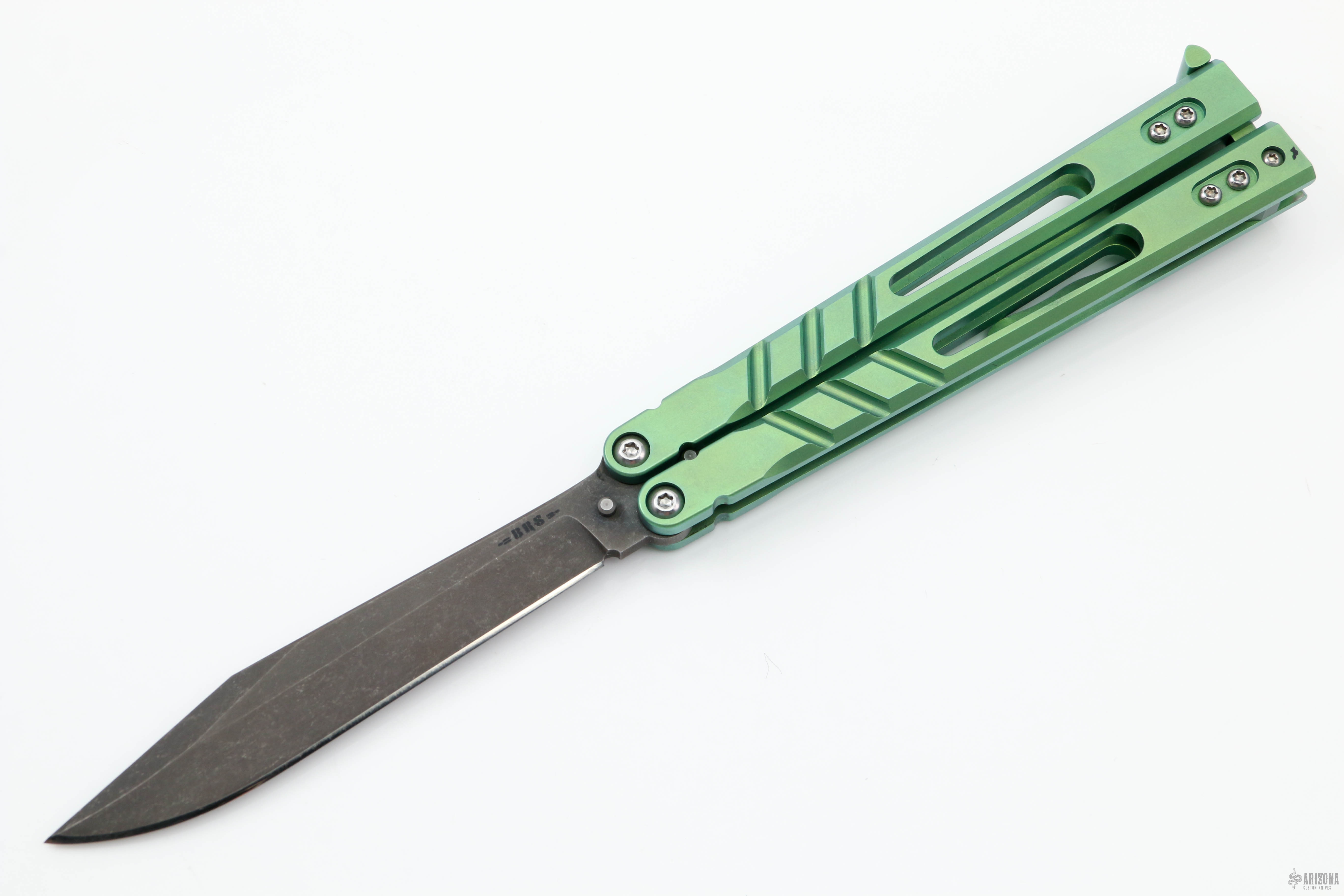 Alpha Beast Balisong 3.0 Venom Green Alt Blade w/ Crowned Spine - Arizona  Custom Knives