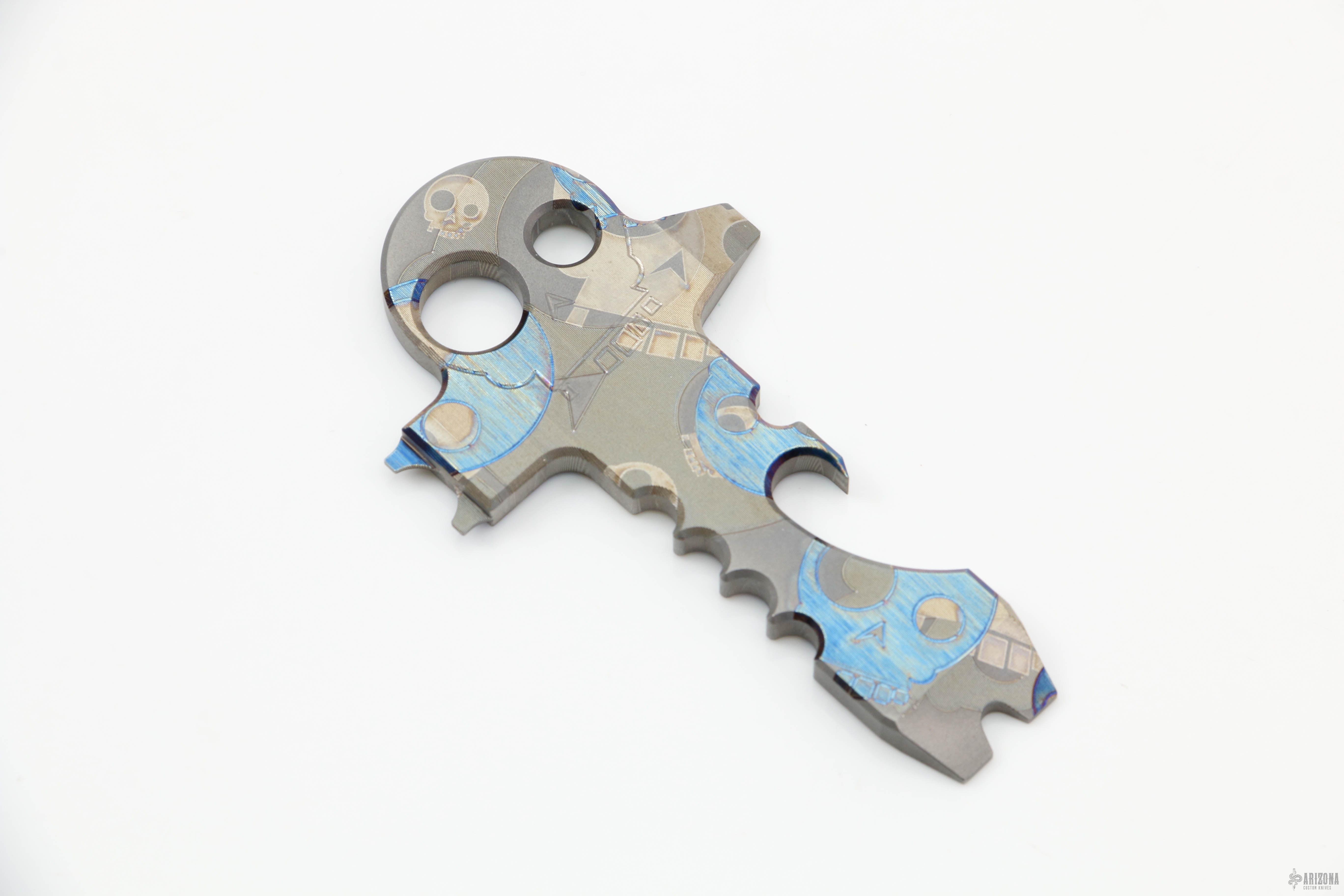Skeleton Key Mean T Skull Engraving Arizona Custom Knives
