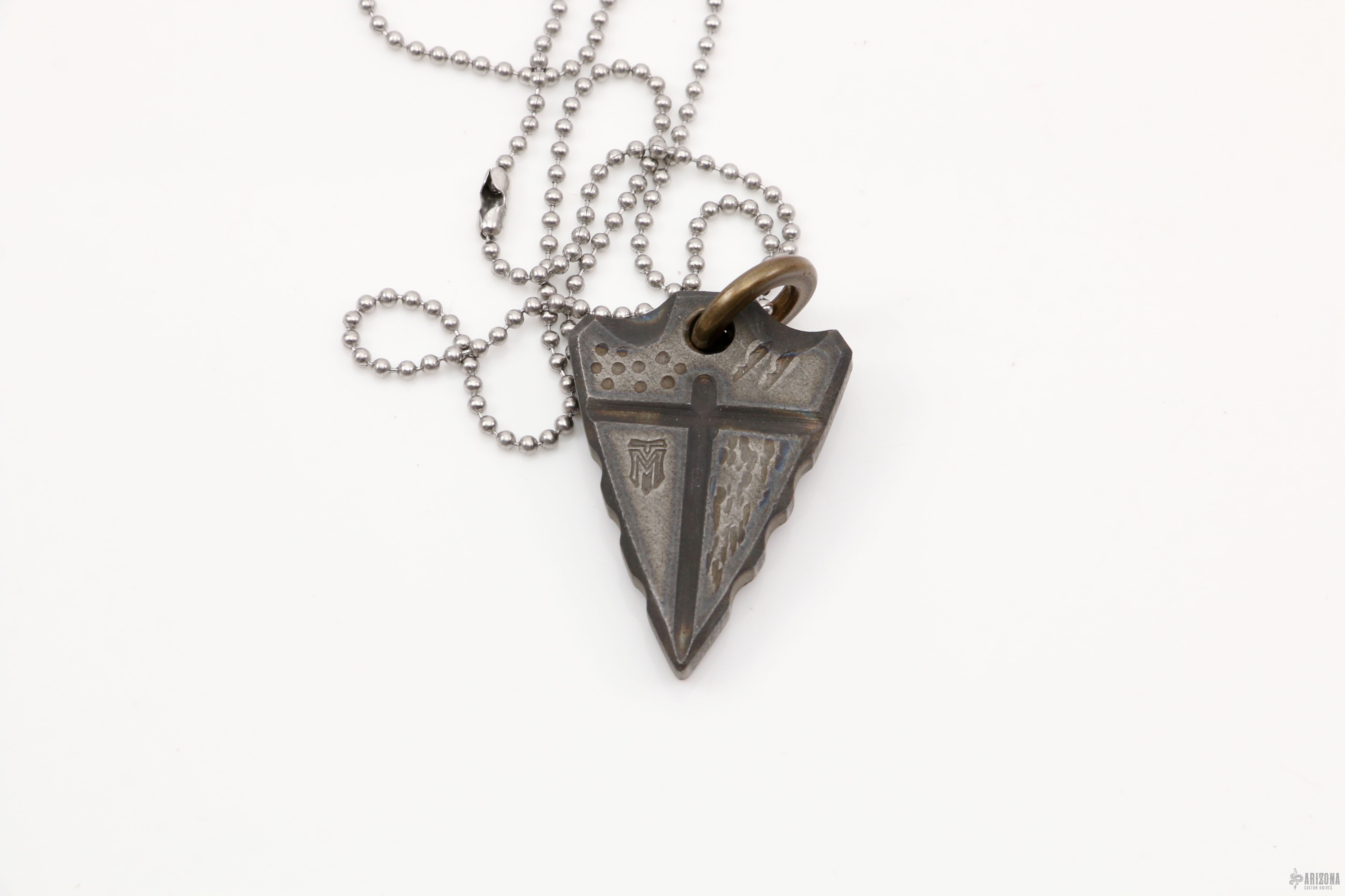 Titanium Arrowhead Pendant w/ Ball Chain - Arizona Custom Knives