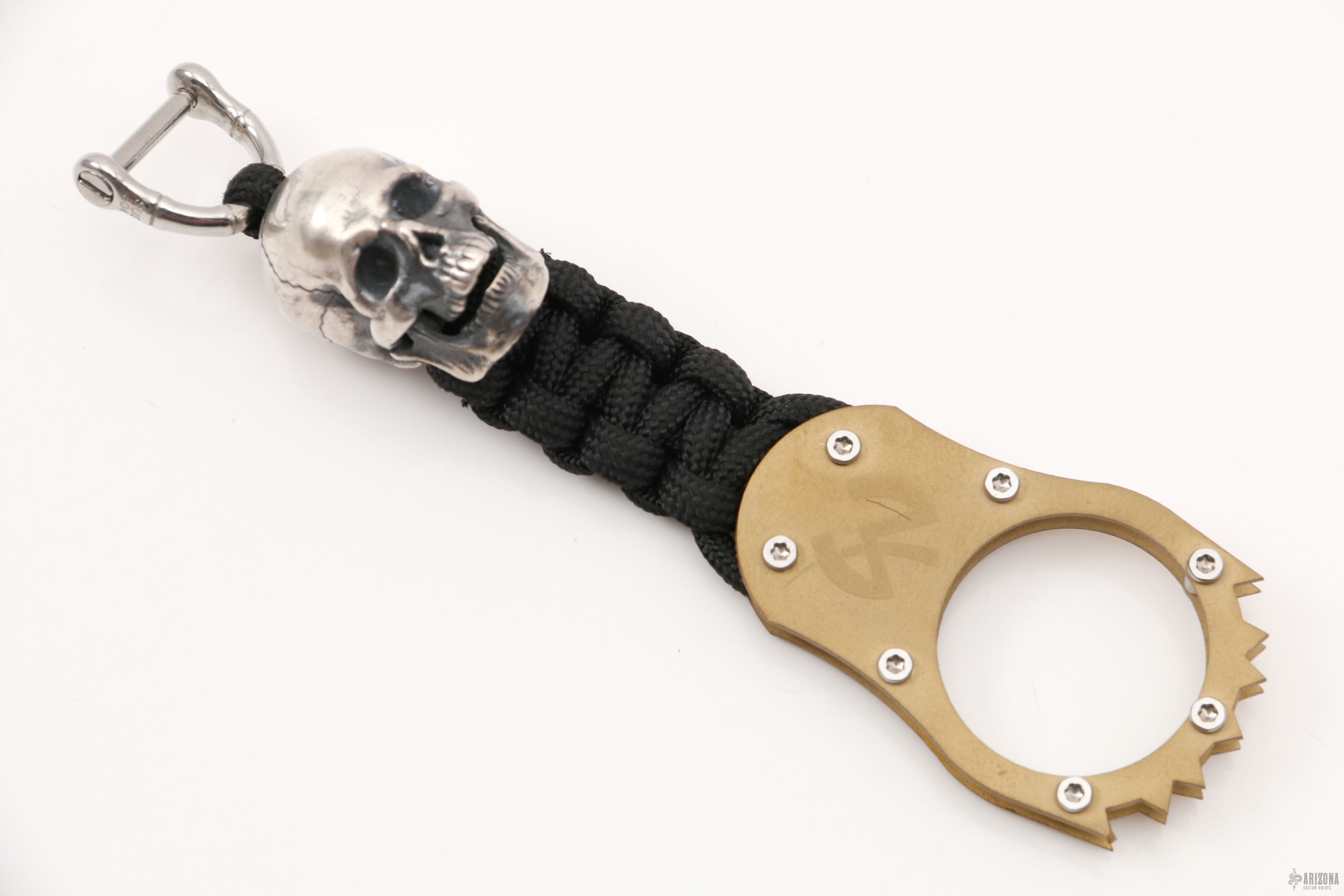 Single Titanium Finger Knuckle w/ Large Silver Skull Bead Arizona